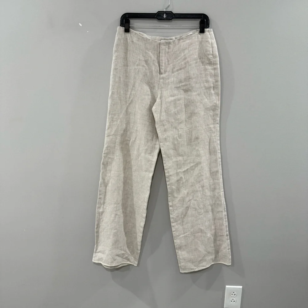 Reformation Pants Alex Linen Wide Leg in Oatmeal